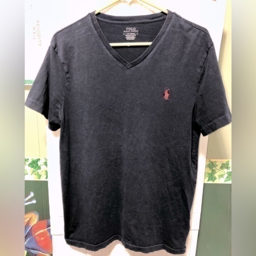 ♈️ Polo Ralph Lauren Men’s Classic Fit Jersey V-Neck T-Shirt Navy Blue Red Pony